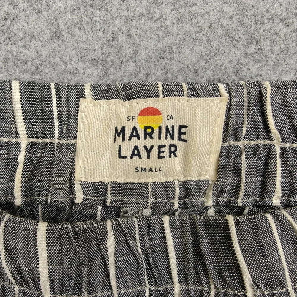 Marine Layer Pants Mens Small Gray Linen Lyocell Striped Jogger Elastic‎ Waist